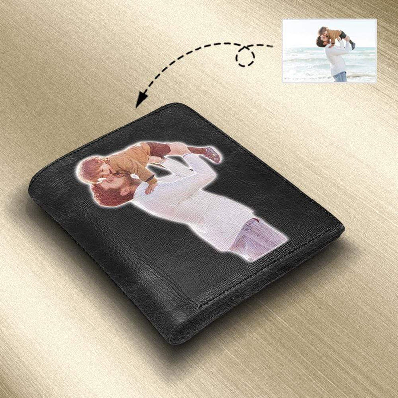 Father's Day Gifts | Gift for Dad-Custom Photo Kiss Love Genuine Bifold Men's Leather Wallet Personalized Photo Wallet For Dad-Put Your Photo On Wallet