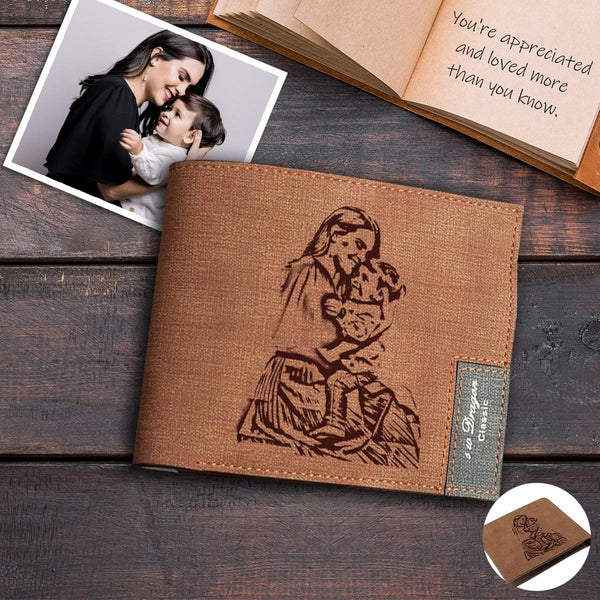  Personalized Leather Wallet Mother Happy Custom Photo Engraved Wallet