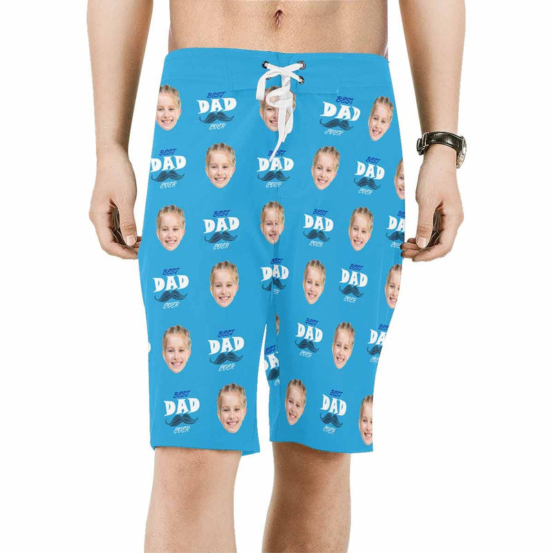 Custom Face Best Dad Men's Beach Shorts