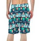 Custom Face Coconut Tree Personalized Photo Men's Beach Shorts Drawstring Shorts