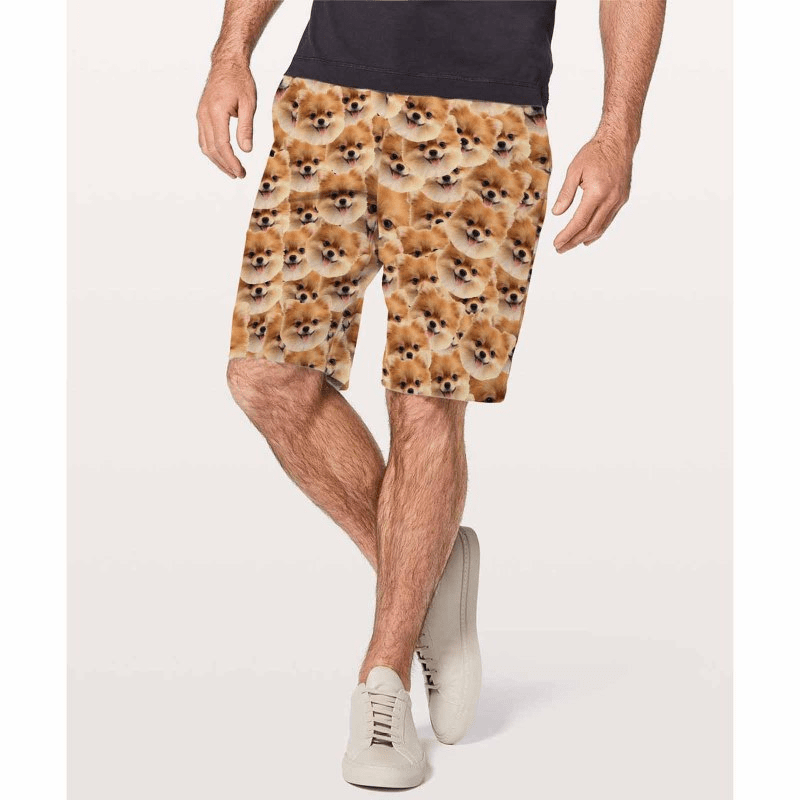 Custom Face Dog Personalized Photo Men's Elastic Beach Shorts