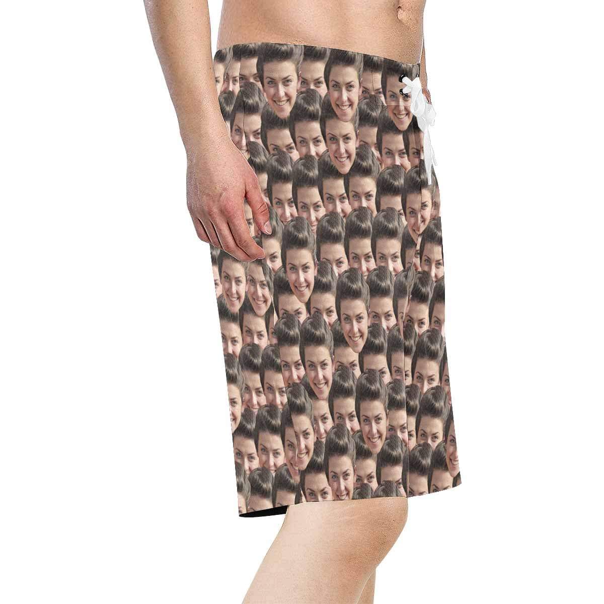 Custom Face Seamless Personalized Photo Men's Beach Short-Drawstring Shorts