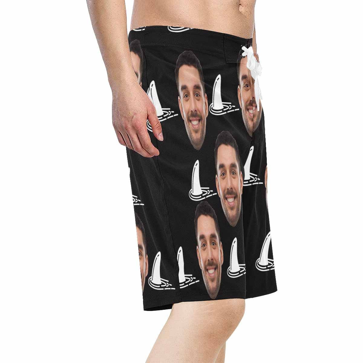 Custom Father Face Shark Men's Beach Shorts