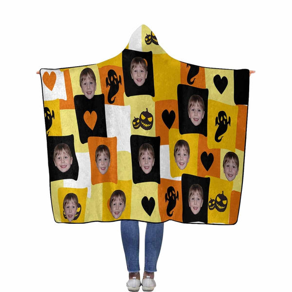 Custom Face Poker Flannel Hooded Blanket