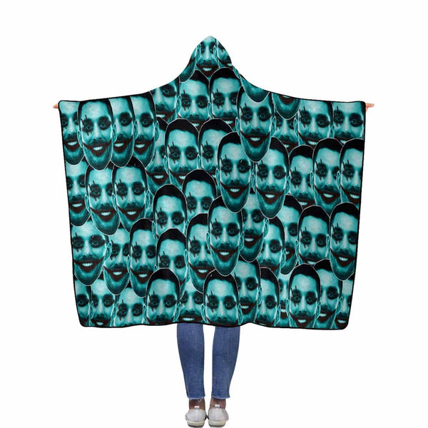 Custom Face Seamless Horror Flannel Hooded Blanket