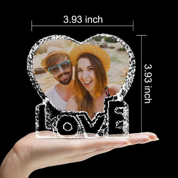 Customized Photo Gift Personalized Bluetooth Crystal Photo Lamp with Bluetooth Wood Base Anniversary Gift