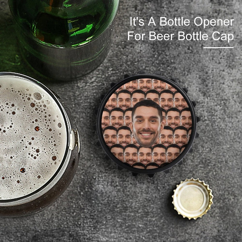 Custom Face Bottle Opener/Fridge Magnets - Love Dad Fathers Day Gift - Personalized Barware Beer Opener Gift for Dad/Him