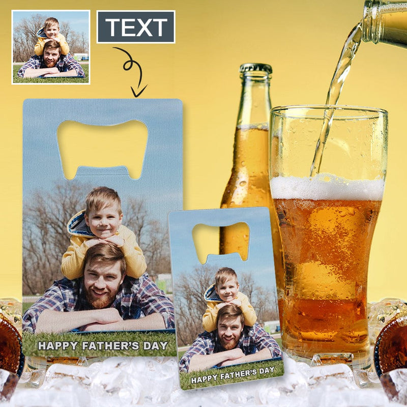 Custom Photo&Text Bottle Opener - Fathers Day Gift - Personalized Barware Beer Opener Gift for Dad/Him