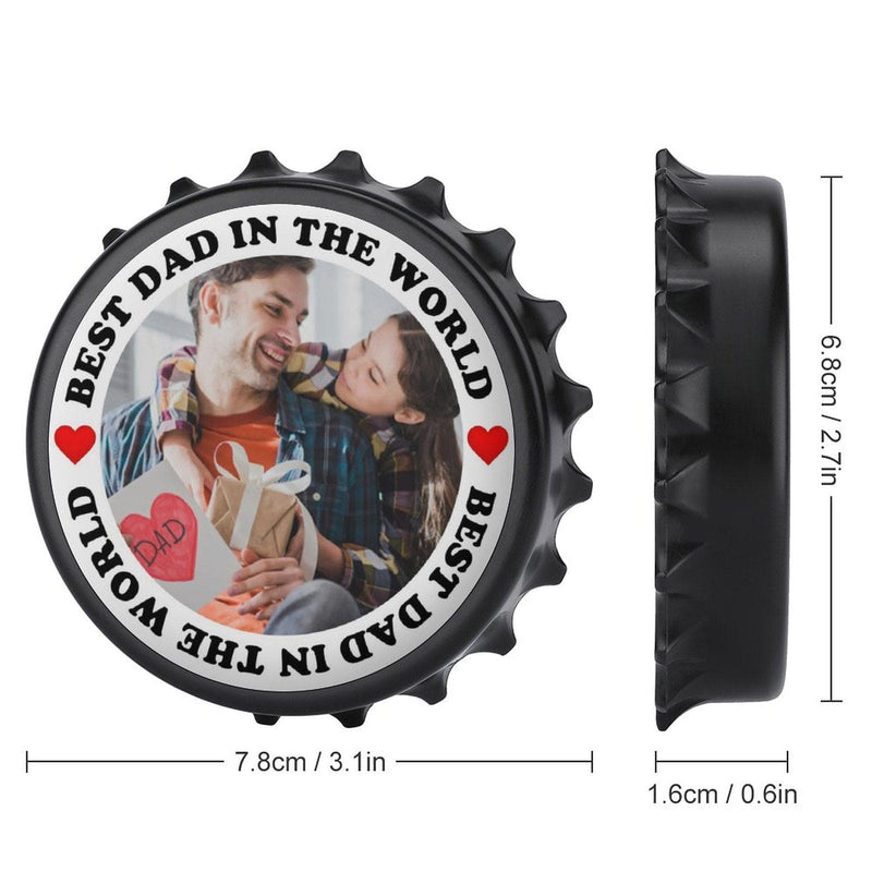 Custom Photo&Text Bottle Opener/Fridge Magnets - Love Dad Fathers Day Gift - Personalized Barware Beer Opener Gift for Dad/Him