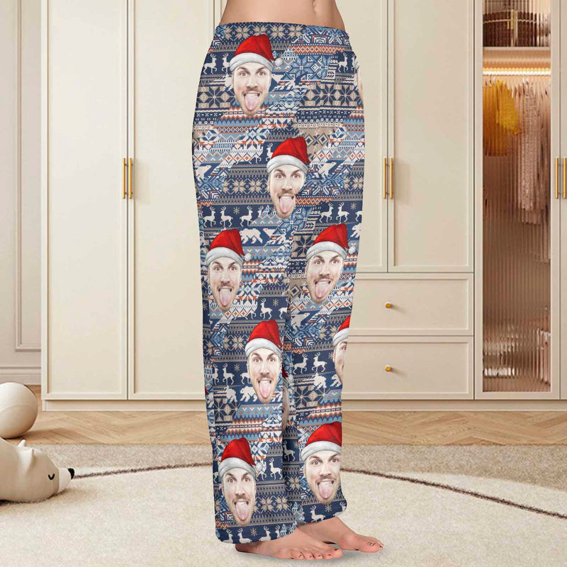 Flannel Pajama Pants Coral Fleece Custom Face Pajamas Grey Soft Pajama Pants For Christmas