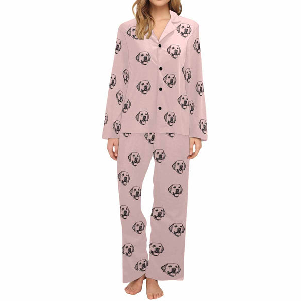 [Up To 5 Faces] Custom Face Profile Pajama Sets Women's Personalized Sleepwear Face Pajamas