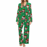 Custom Face Pajamas Sets Green Christmas Family Matching Nightwear Custom Pjs