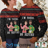 Custom Couple Matching Custom Face Sweater I'm Yours Long Sleeve Ugly Christmas Sweater Tops for Men and Women - YesCustom