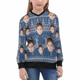 Custom Custom Face Blue Sweater for Family Long Sleeve Ugly Christmas Sweater Tops - YesCustom