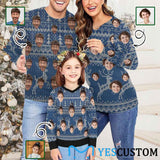 Custom Custom Face Blue Sweater for Family Long Sleeve Ugly Christmas Sweater Tops - YesCustom