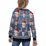 Custom Custom Face Blue Sweater for Family Long Sleeve Ugly Christmas Sweater Tops - YesCustom