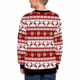 Custom Custom Face Christmas Deer Printing Kids' All Over Print Fuzzy Sweatshirt - YesCustom