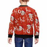 Custom Custom Face Christmas Hat Ho Kid's Crewneck Sweatshirt - YesCustom