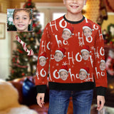 Custom Custom Face Christmas Hat Ho Kid's Crewneck Sweatshirt - YesCustom