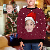 Custom Custom Face Christmas Hat Kids' All Over Print Fuzzy Sweatshirt - YesCustom