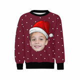 Custom Custom Face Christmas Hat Kids' All Over Print Fuzzy Sweatshirt - YesCustom