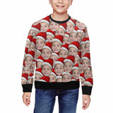 Custom Custom Face Christmas Hat Seamless Kid's Crewneck Sweatshirt - YesCustom