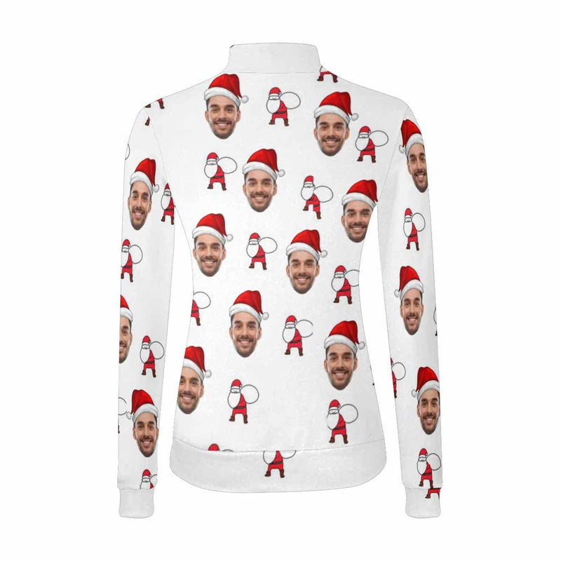 Custom Custom Face Christmas Hat Sweater Personalized Women's All Over Print Mock Neck Sweater Custom Photo Ugly Sweater For Christmas - YesCustom