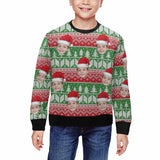 Custom Custom Face Christmas Hat Tree Kid's Crewneck Sweatshirt - YesCustom