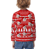 Custom Custom Face Christmas Red Pattern Kids' All Over Print Sweatshirt - YesCustom