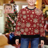 Custom Custom Face Christmas Snowflake Stars Kid's Crewneck Sweatshirt - YesCustom