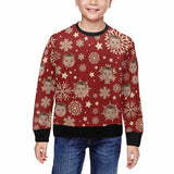 Custom Custom Face Christmas Snowflake Stars Kid's Crewneck Sweatshirt - YesCustom