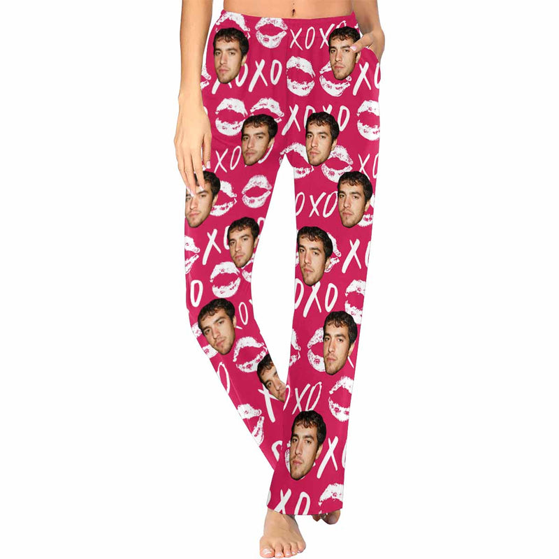 Custom Face Pajama Pants XOXO Sleepwear for Women & Men Valentine's Day Gift For Her Him