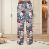 Flannel Pajama Pants Coral Fleece Custom Face Pajamas Grey Soft Pajama Pants For Christmas