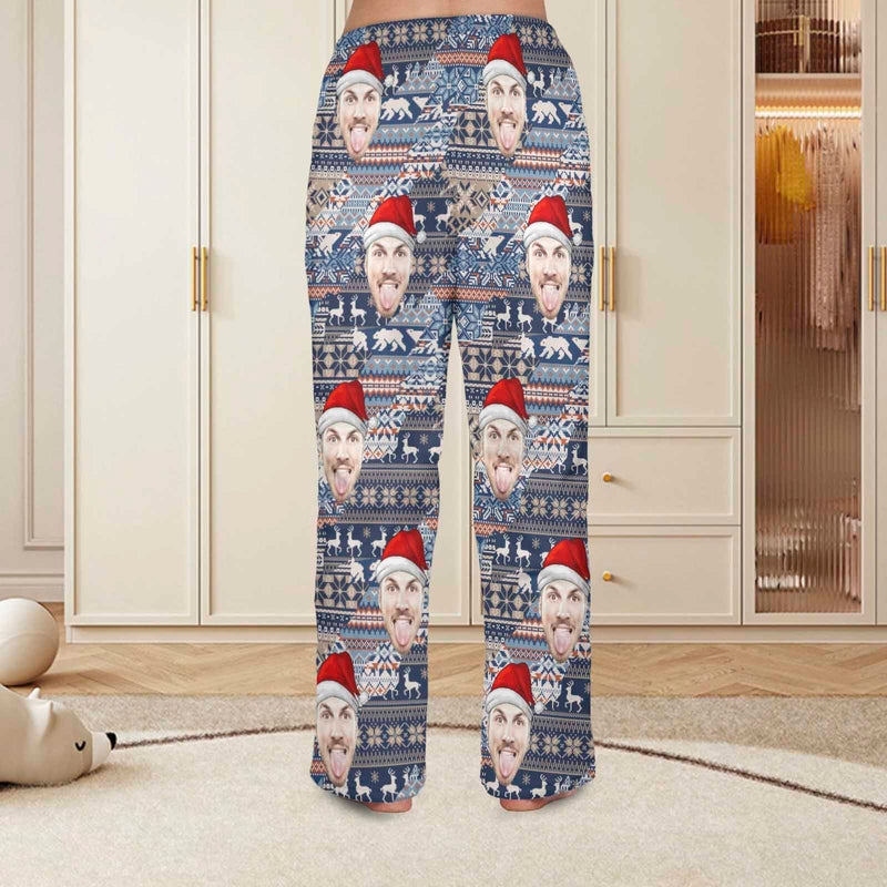 Flannel Pajama Pants Coral Fleece Custom Face Pajamas Grey Soft Pajama Pants For Christmas