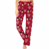 Custom Face Pajama Pants Hearts Sleepwear for Women & Men Valentine's Day Gift For Her Him