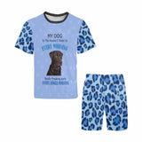 DogPicGift Pajama Custom Dog Cat Crew Neck Couple Matching Short Pajama Set Personalized Pet Face Leopard Print Men Sleepwear&Women's Oversized Sleep Tee