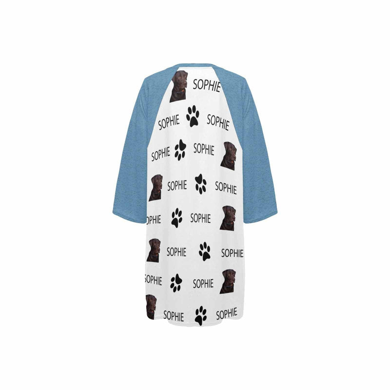 DogPicGift Pajama Custom Pet Face&Name Paw Bone Pajamas for Women's Oversized Sleep Tee Personalized Women's Loose Nightshirt Sleepwear