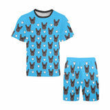 DogPicGift Pajama Personalized Pet Face Heart Men Sleepwear&Women's Oversized Sleep Tee Custom Dog Crew Neck Couple Matching Short Pajama Set