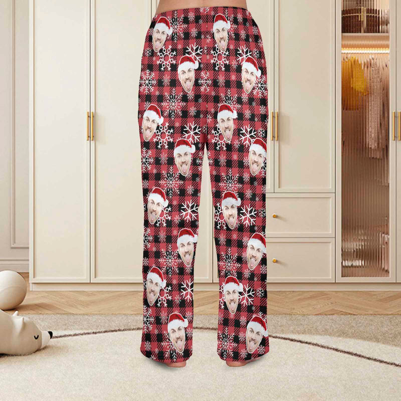 Flannel Pajama Pants Coral Fleece Custom Face Pajamas Plaids Soft Pajama Pants For Christmas