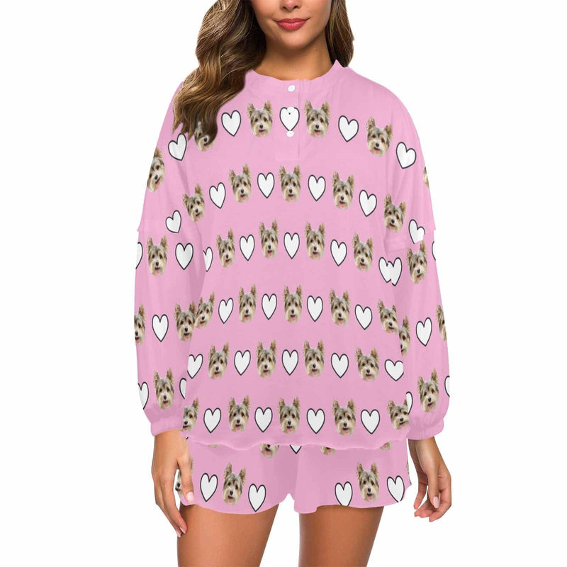 FacePajamas Sets 20230830-´÷Àֿµ-3  Women&#039;s Long Sleeve Mid-Length Shorts Pajama Set£¨Sets 19£©