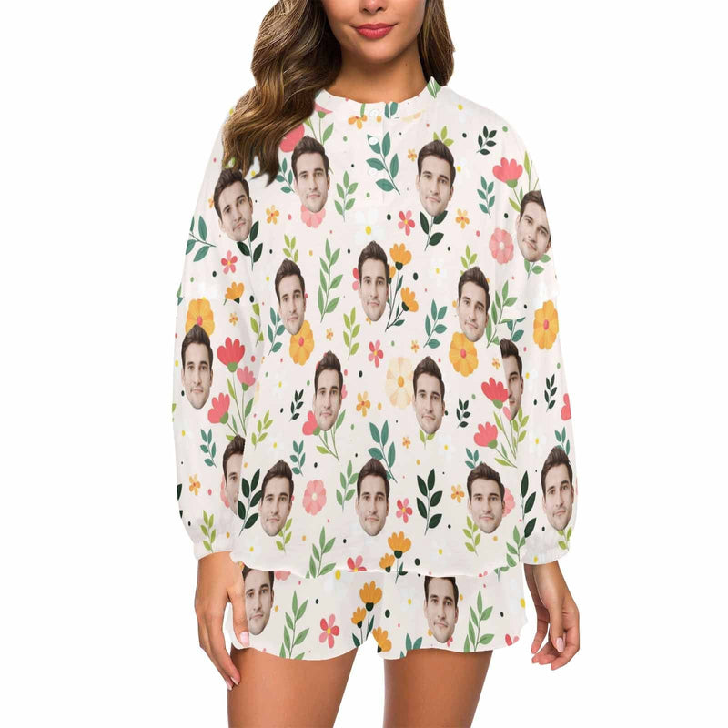 FacePajamas Sets 20230830-´÷Àֿµ-5  Women&#039;s Long Sleeve Mid-Length Shorts Pajama Set£¨Sets 19£©