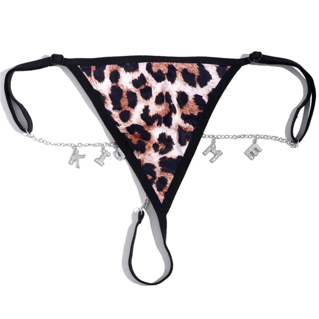 FacePajamas Women Underwear-1YN-SMT 3 / 1-5 letters Sexy Leopard Bikini Thong Custom Name Waist Chain for Women Personalized Fashion Crystal Letter Chain Body Jewelry Party Gift(DHL is not supported)