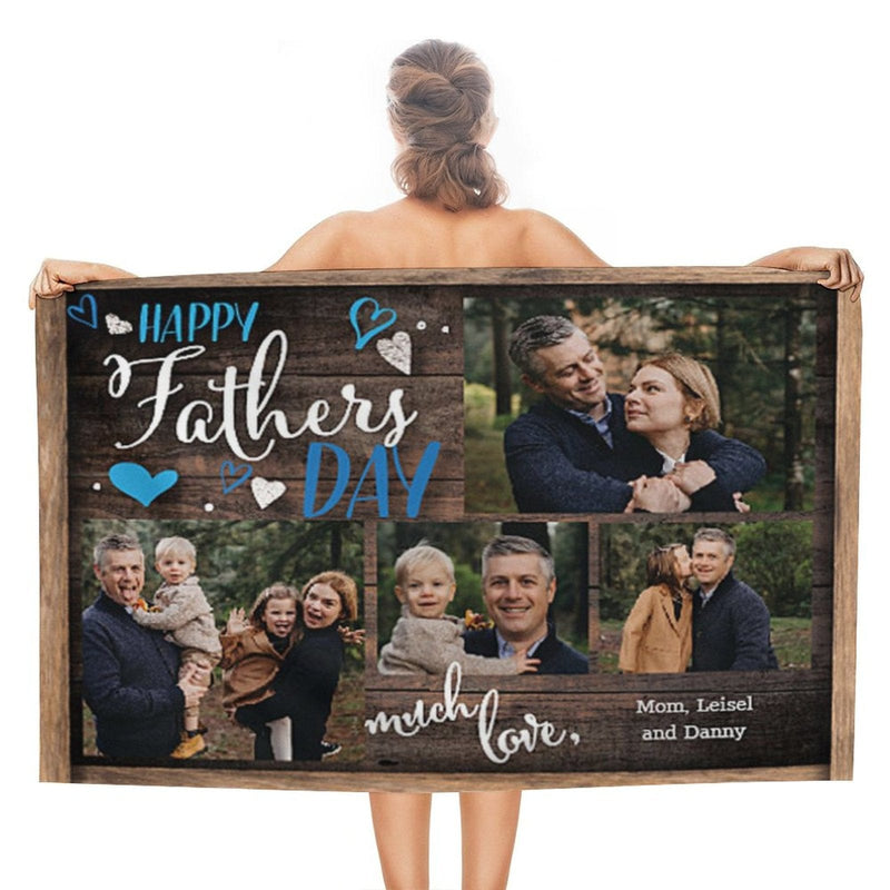 FacePajamas Beach Towel-2ML-SDS 31''x51'' Custom Photo Father's Day Double-faced Pile Beach Towel