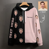 FacePajamas Hoodie-2WH-SDS 6XL Custom Face & Text Black And Pink Hoodie Personalized Big Face Loose Cool?Hoodie?Designs Top Outfits Plus Size for Him Her
