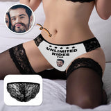 FacePajamas Women Underwear Bachelorette Party Custom Lace Sexy Underwear Personalized Face Unlimited Rides Women's Lace Panty