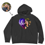 FacePajamas Hoodie-2ML-1688 Black / S [Thickened Fabric] Custom Photo Heart Flip Sequin Hoodie Pure Cotton Love Unisex For Men Women [Double Print]