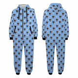 FacePajamas Pajama Adult Onesie Blue / S Funny Flannel Fleece Adult Onesie Pajamas Custom Pet Face Cute Jumpsuit Homewear