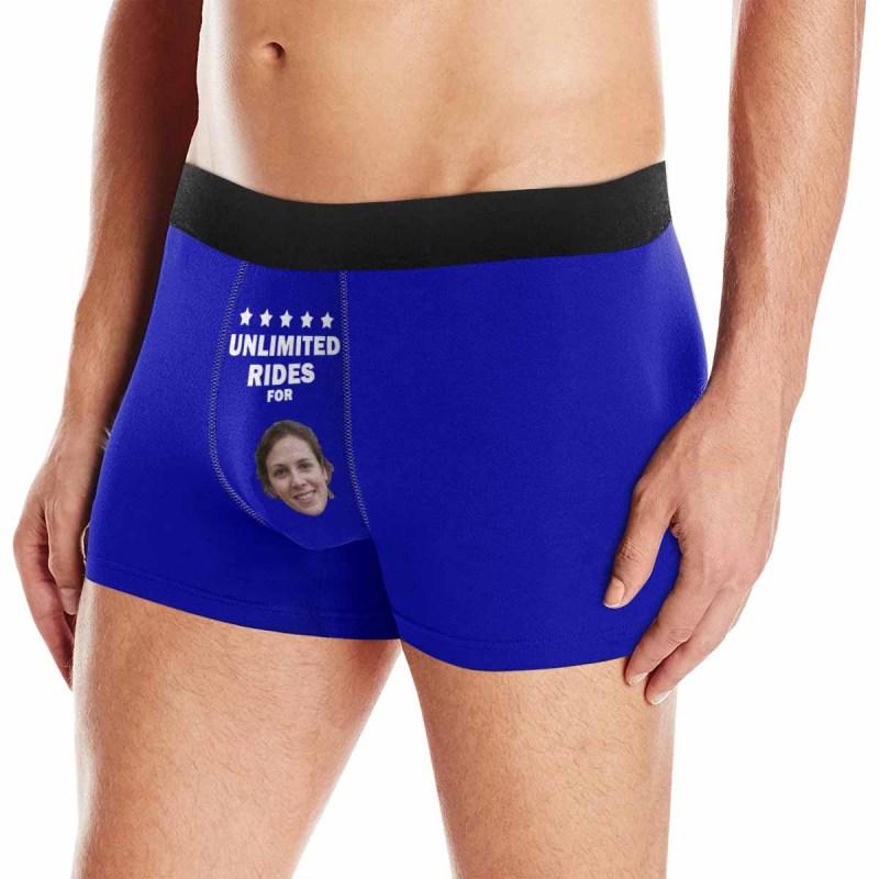 FacePajamas Men Underwear Blue / XS Custom Face Men's Boxer Briefs Printed Funny Undies Photo Unlimited Rides Design Your Own Boxer Underwear For Valentine's Day Gift