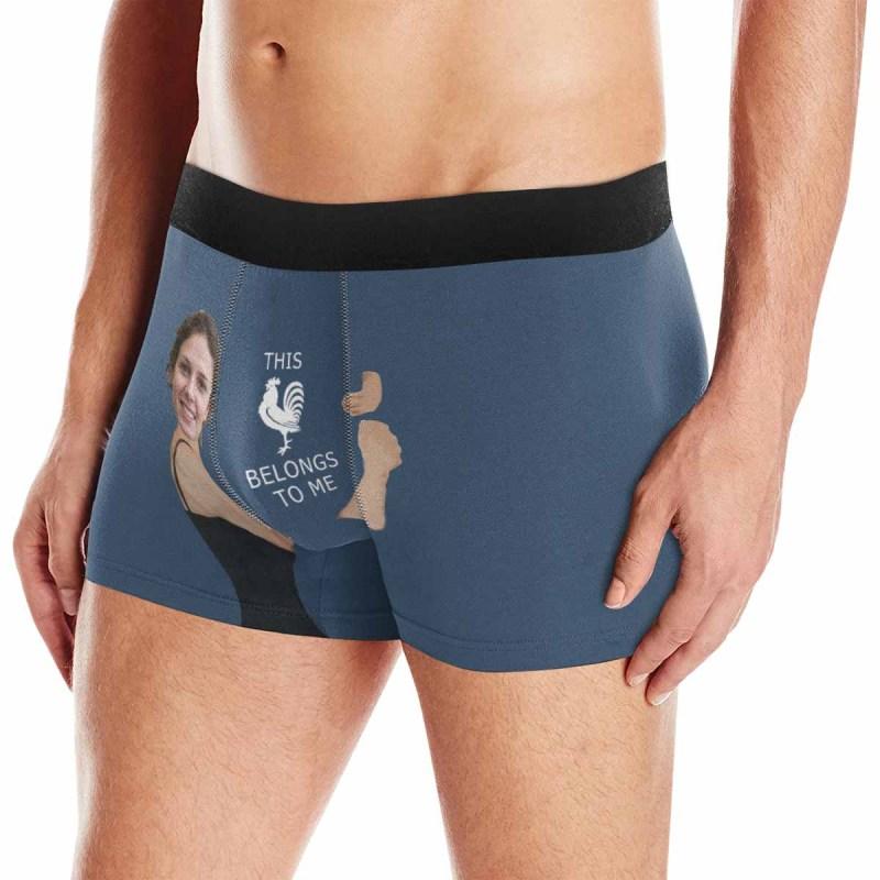 FacePajamas Men Underwear Cadetblue / XS [Made In USA] Custom Boxer Briefs with Face Hug Belongs To Me Undies for Men Personalized Image Mens Underwear For Valentine's Day Gift