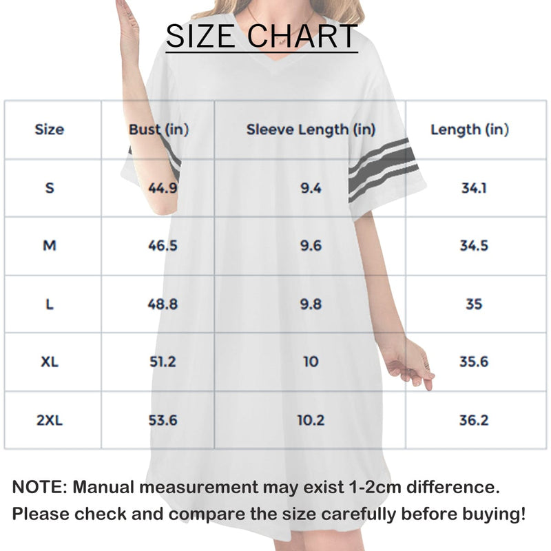 FacePajamas Custom Big Face Women's V-Neck Short Sleeved Nightdresses Personazlied Sleep Dress